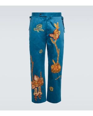 Bode Pantaloni Bell Flower - Blu