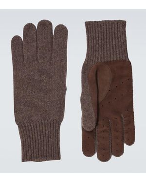 Brunello Cucinelli Guantes De Cachemir Y Ante - Marrón