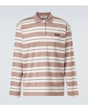 Miu Miu Polo Raye En Coton - Neutre