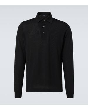 Thom Sweeney Wool Polo Jumper - Black