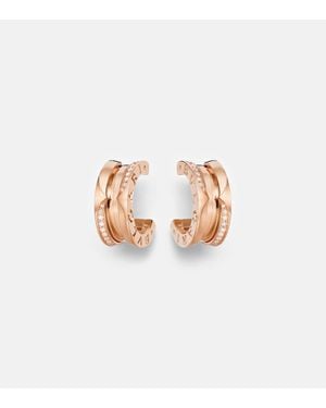 BVLGARI Pendientes B.Zero1 De Oro Rosa De 18 Ct Con Diamantes - Blanco