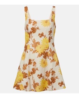 Faithfull the Brand Felice Floral Linen Minidress - Metallic