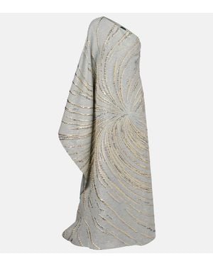 Taller Marmo Cannes One-Shoulder Lame Gown - Grey