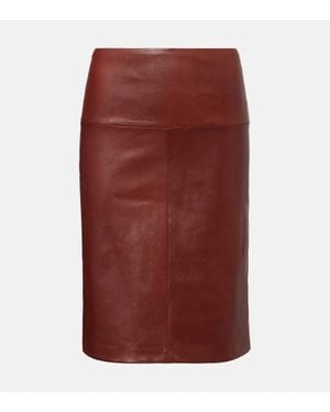 Stouls Gin Leather Pencil Skirt - Red
