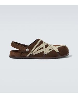 Rick Owens Megalace Suede Mules - Brown