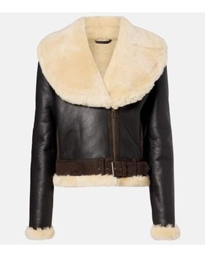 JW Anderson Lederjacke Mit Shearling - Schwarz