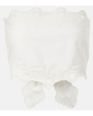 Posse Antoinette Embroidered Cotton Top - White