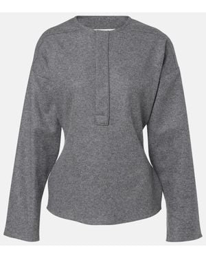 Victoria Beckham Wool And Cashmere Henley Shirt - Gray