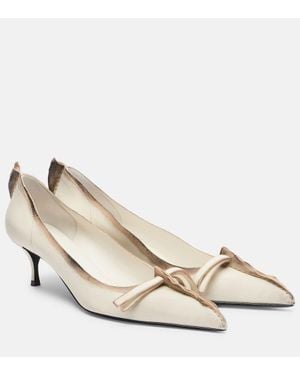 Prada Antiqued 55 Leather Pumps - Natural