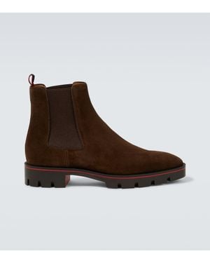Christian Louboutin Alpinosol Suede Chelsea Boots in Black