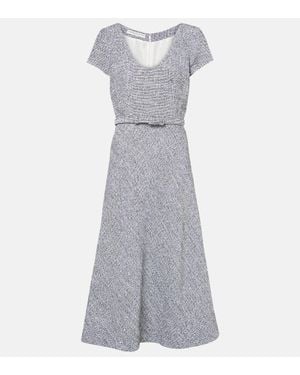 Alessandra Rich Midikleid Aus Tweed Mit Pailletten - Grau