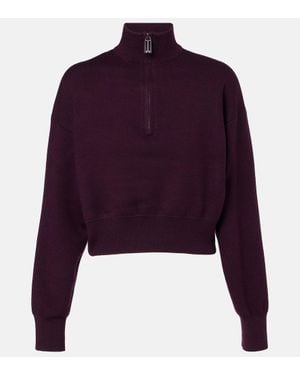 Victoria Beckham Jersey En Mezcla De Lana Con Cremallera Parcial - Morado