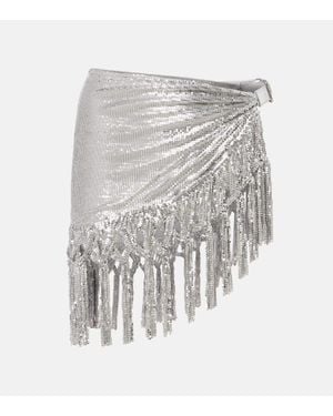 Rabanne Chainmail Leather-Trimmed Miniskirt - White
