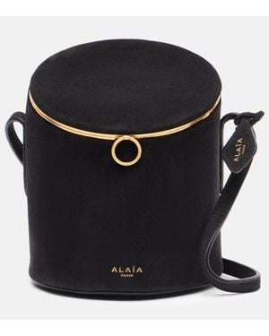 Alaïa Bucket-Bag La Canette Small Aus Veloursleder - Schwarz