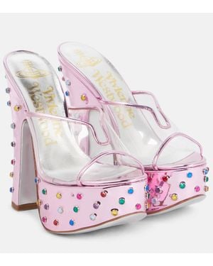 Vivienne Westwood Candy Embellished Leather Platform Mules - Pink
