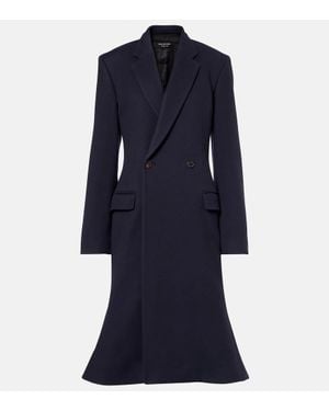 Balenciaga Godet Wool Coat - Blue