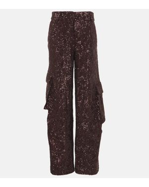 ROTATE BIRGER CHRISTENSEN Sequined Cargo Trousers - Brown