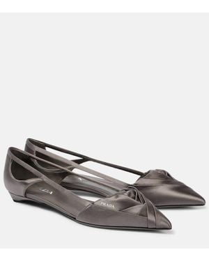 Prada Satin Cut-Out Ballerinas - Brown
