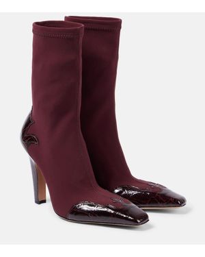 Paris Texas Belle 100 Leather-Trimmed Cowboy Boots - Purple