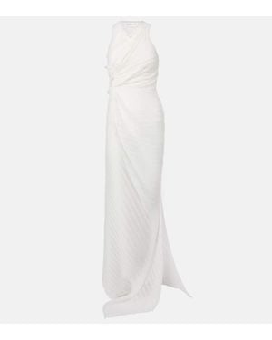 Victoria Beckham Gathered Cotton-Blend Maxi Dress - White