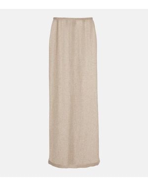 Leset Stella Sequined Linen-Blend Maxi Skirt - Natural