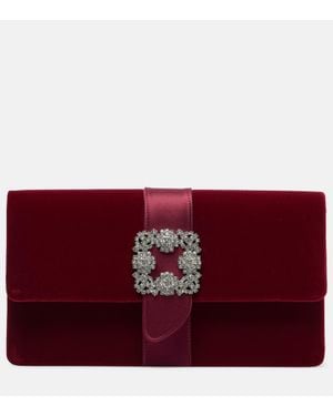 Manolo Blahnik Capri Embellished Velvet Clutch - Red