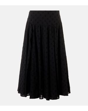 Ulla Johnson Falda Midi Luisa De Dobby De Algodon - Negro