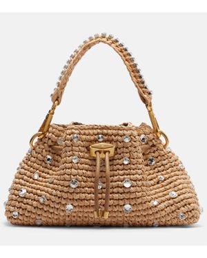 Jimmy Choo Verzierte Tote Bag Cinch Small Aus Raffiabast - Braun