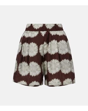 Asceno Zurich Printed Silk Twill Shorts - Brown