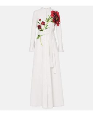 Oscar de la Renta Maxikleid Peony Aus Popeline - Weiß