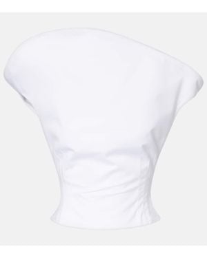 Magda Butrym Asymmetric Cotton Bustier Top - White