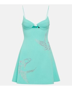 David Koma Miniabito Con Cristalli - Blu