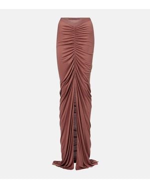 Rick Owens Poppy Ls Ruched Jersey Maxi Skirt - Red