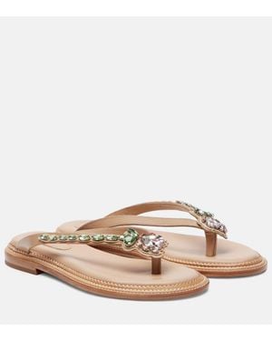Simone Rocha Embellished Leather Thong Sandals - Pink