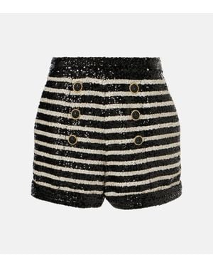 Balmain Shorts Mit Pailletten - Schwarz