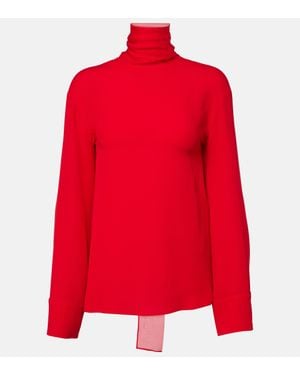 Valentino Wool And Silk Georgette Shirt - Red