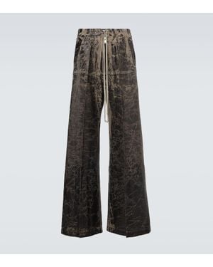 Rick Owens Drkshdw Coated Cotton Wide-Leg Pants - Gray