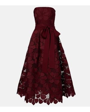 Elie Saab Silk-Blend Guipure Lace Cocktail Dress - Red