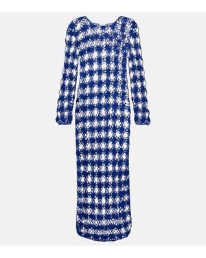 Anna Kosturova Robe Longue En Crochet De Coton - Bleu