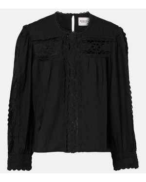 Isabel Marant Valmira Embroidered Linen And Cotton Blouse - Black