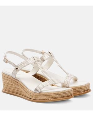 Jimmy Choo Espadrilles Compensees Theia 100 En Cuir - Blanc