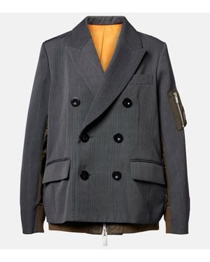 Sacai Paneled Double-Breasted Jacket - Gray