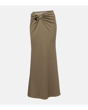 Christopher Esber Embellished Ruched Jersey Maxi Skirt - Green