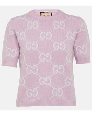 Gucci Gg Knit Wool Top - Pink