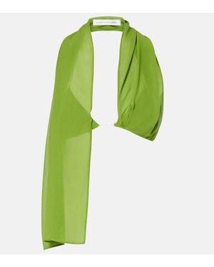 Christopher Esber Open-Back Silk Georgette Top - Green