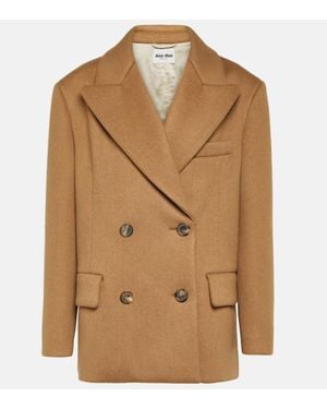 Miu Miu Double-Breasted Camel Hair Blazer - Brown