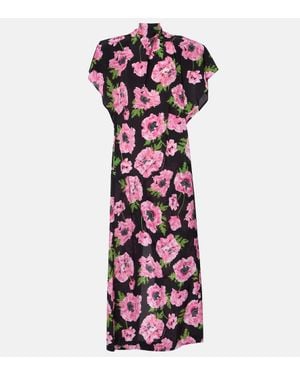 Stella McCartney Floral Ruched Maxi Dress in White | Lyst
