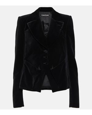 Tom Ford Single-Breasted Cotton Velour Blazer - Black