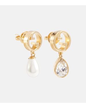 Gucci Ohrringe Blondie Mit Kristall Und Zierperle - Mettallic