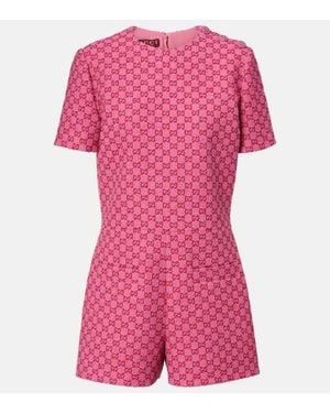 Gucci Gg Cotton-Blend Romper - Pink